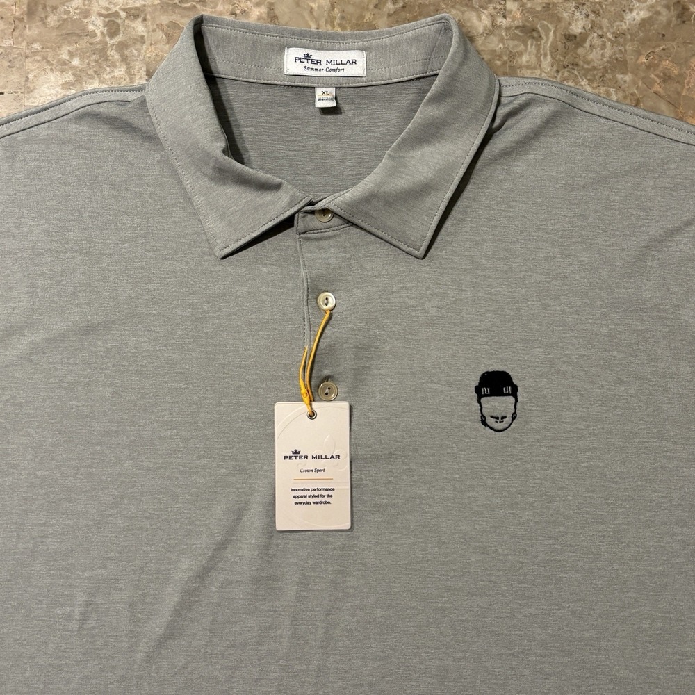 Peter Millar Summer Comfort Polo Shirt Mens XL Grey Spittin Chiclets Barstool